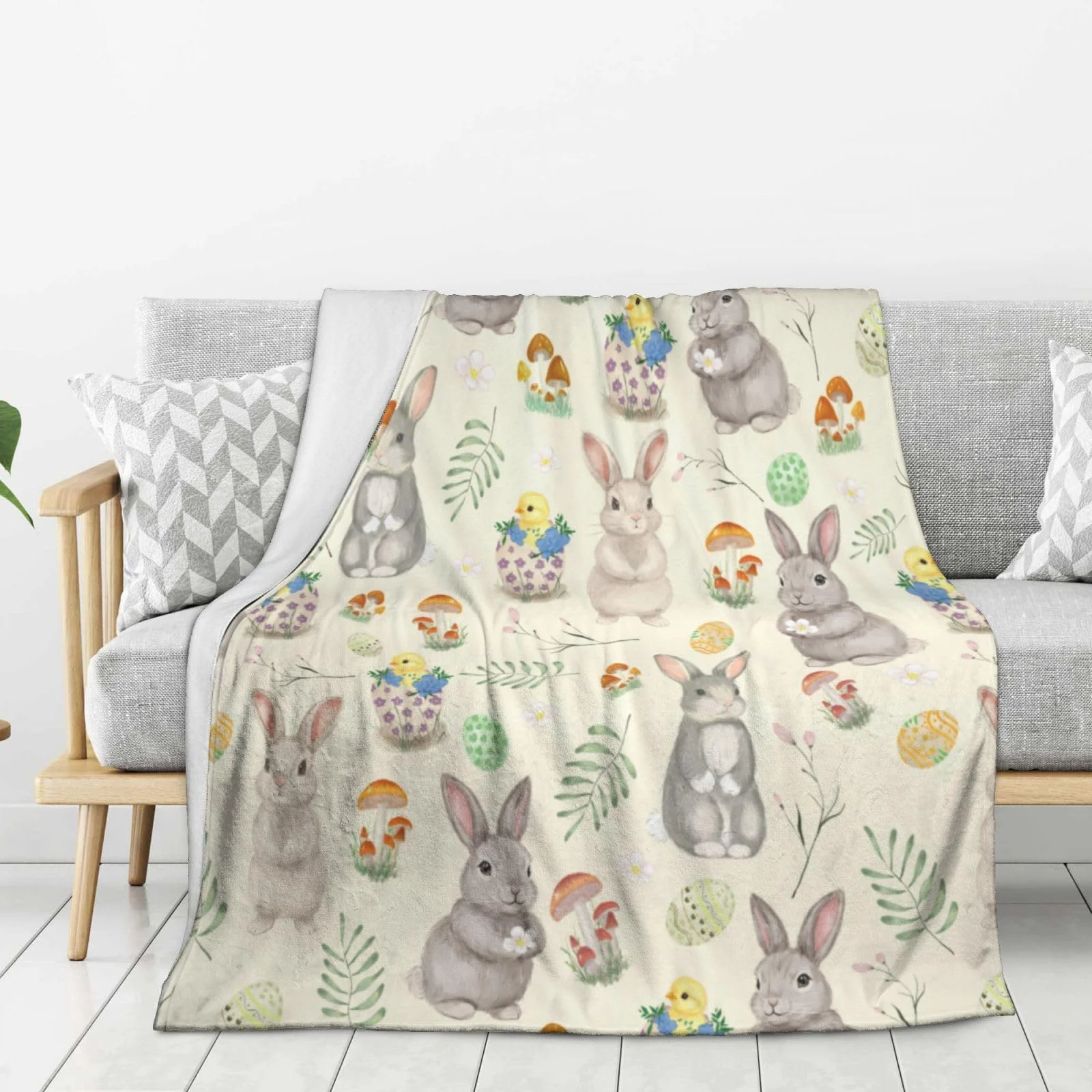 

VIKAMA Easter Bunny Throw Blanket Soft Fleece Plush Cozy Blanket for Kids Adults Couch Sofa Bed Decor Gift​