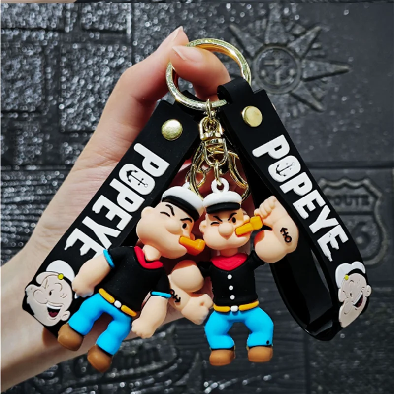 Exquisite Popeye Cartoon Keychain, Anime Character School Bag, Pendant, Doll Key