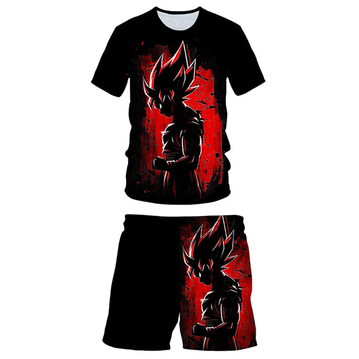 

Summer Men's Dragon Ball Clothing Set Children Boys Fashion Goku Vegeta T-shirt + Shorts 2-piece Cartoon Parent-child Sportswear