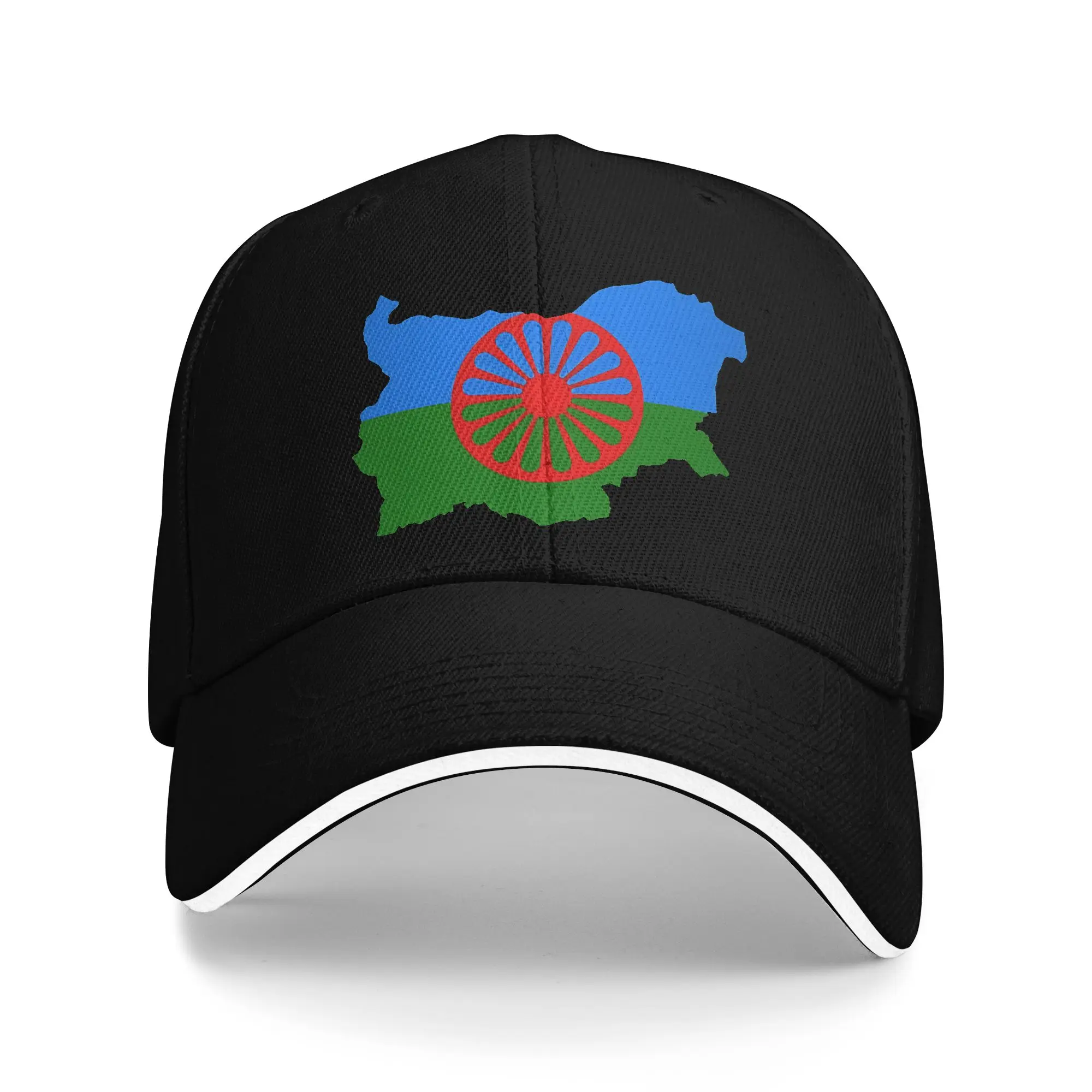 Romani People Flag Map of Bulgaria Sun Baseball Cap Summer Men Adult Gypsy Flag Print Trucker Hat y2k Camping Snapback Cap