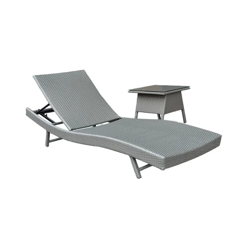 Modern outdoor curved wicker beach metal lounge chair