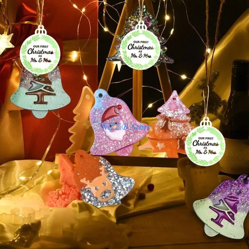 

T21F Christmas Round Listing Keychain Silicone Mold with Hole Pendant Handmade Mold