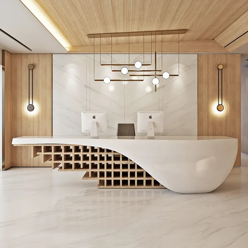 Creative Paint Reception Desks Company Simple Modern Beauty Salon Reception Desks Hotel Customization Rezeption Theke Furniture