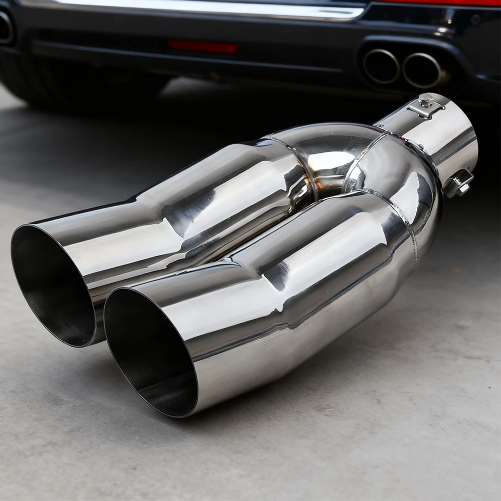 Universal Dual-exit Car Exhaust Muffler Tip Bolt-on High-quality Stainless