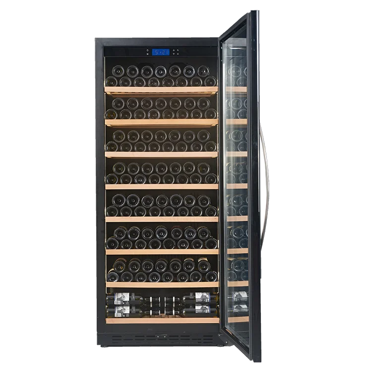 Commercial 113-Bottle Wine Refrigeration Display Large Mirror Glass Door Electric Power Source Freestanding Household Hotel Use