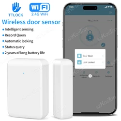 TTLOCK DS2 Sensore porta wireless Rilevamento contatti porta Windows Stato aperto e chiuso Funziona con G2 Tutte le serrature intelligenti dell'app TTLOCK