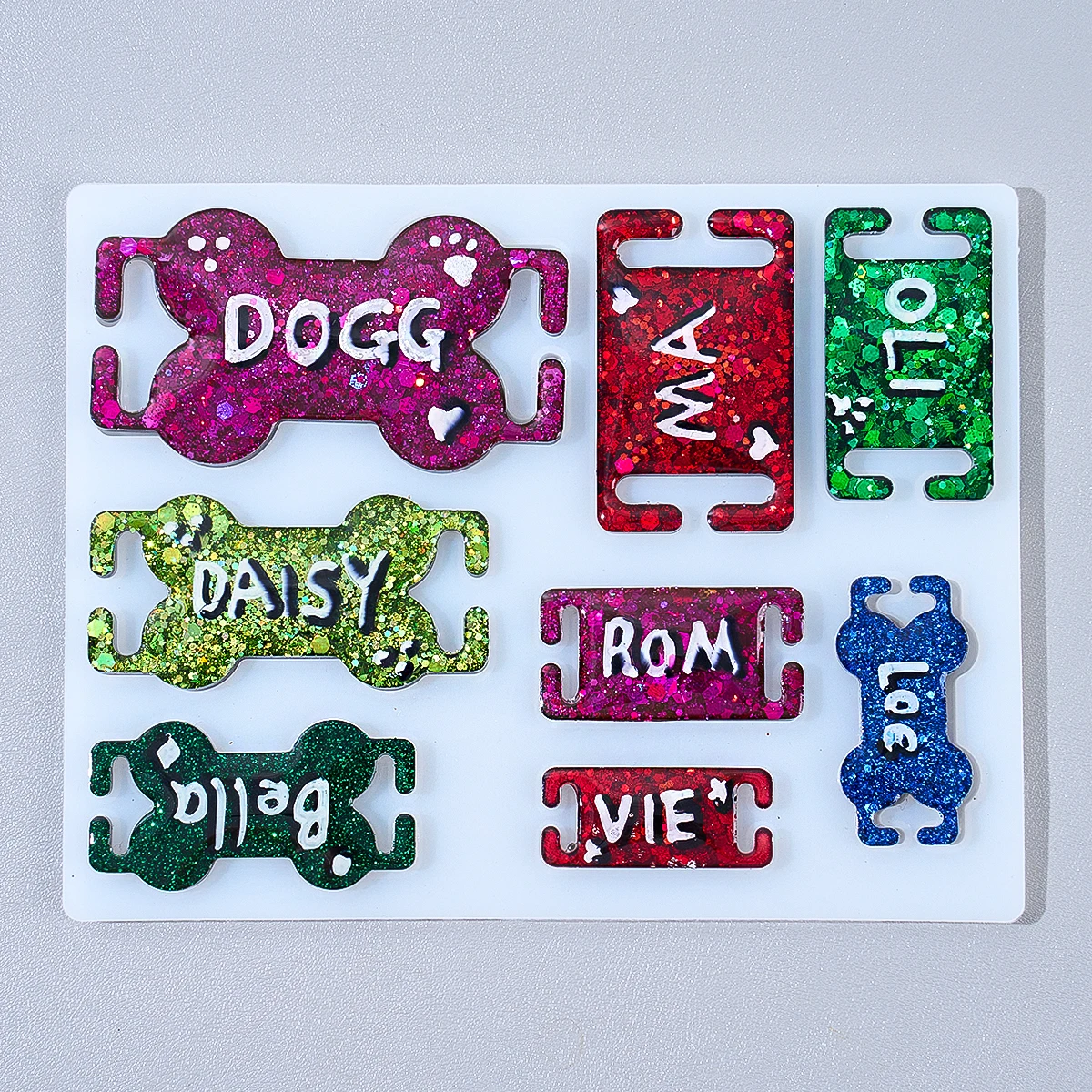 DIY Cat Dog ID Tag Silicone Mold Handmade Pet Necklace Epoxy Resin Mold Engraving Name Tag Customized Dog Tag Personalized Craft view 4