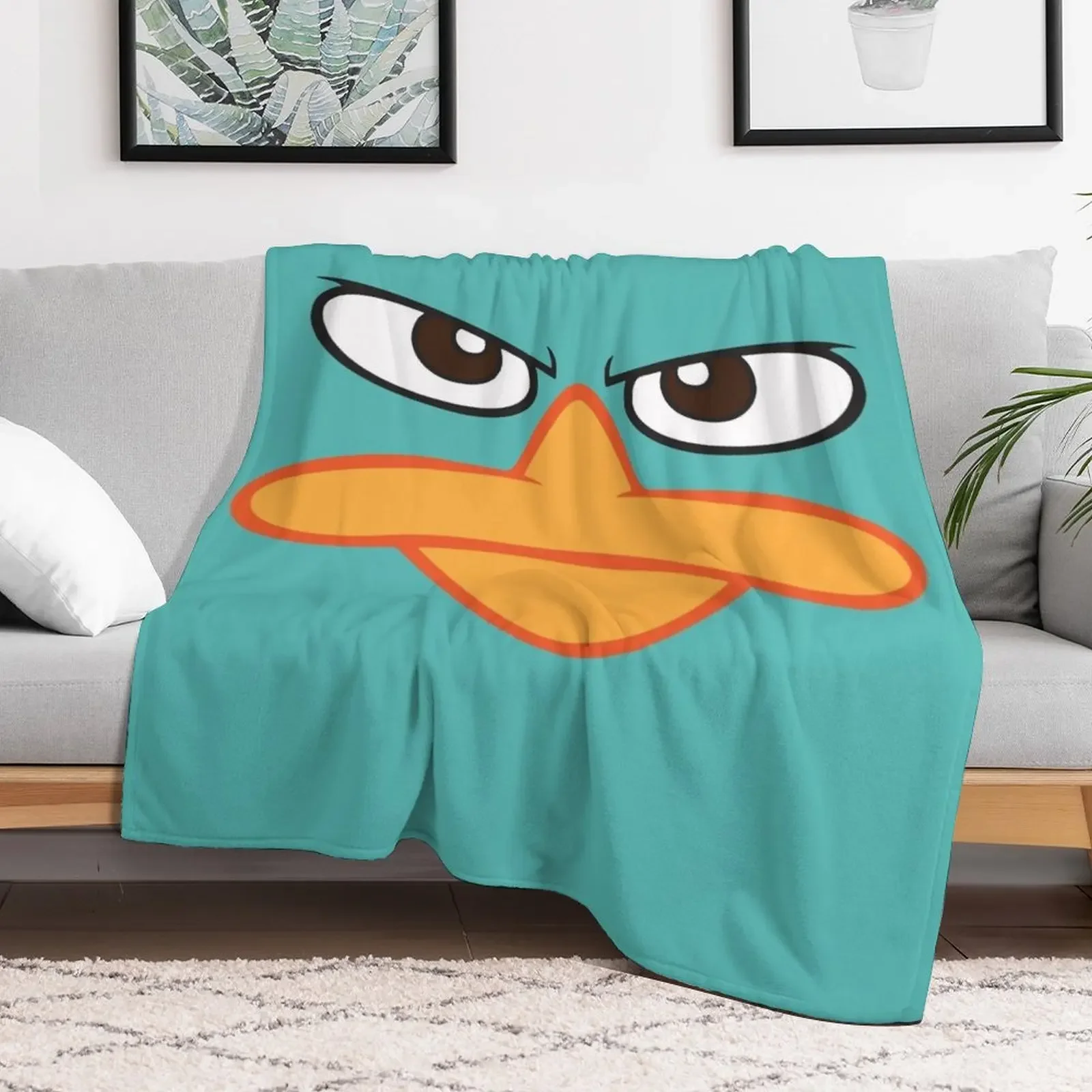 Perry the Platypus Mask Throw Blanket Hairys Luxury Stuffeds Blankets