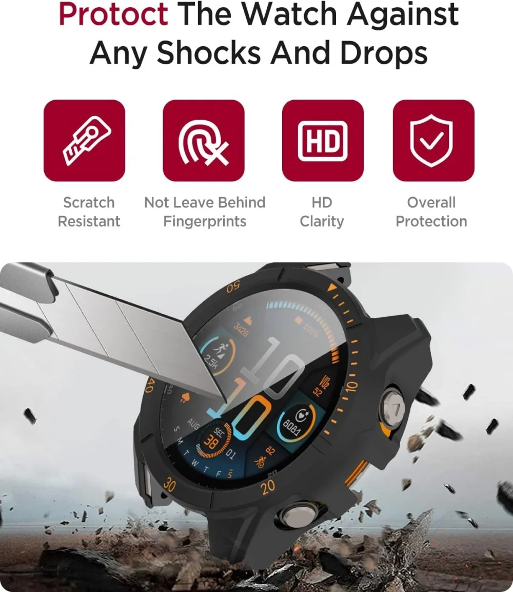 PC Case+Tempered Glass for Garmin Fenix 8 43mm 47mm 51mm Full Cover Screen Protector Smartwatch Bumper Cover for Garmin Fenix 8