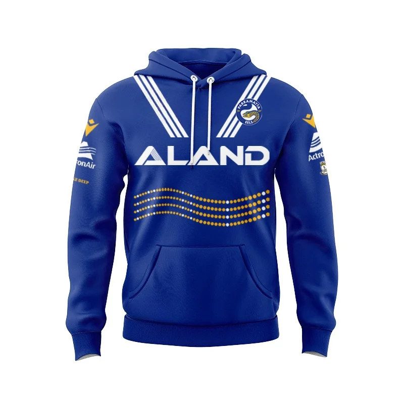 HOODIE-Parramatta Eels Jersey Nacional para Homens, Jersey Étnica, 2024