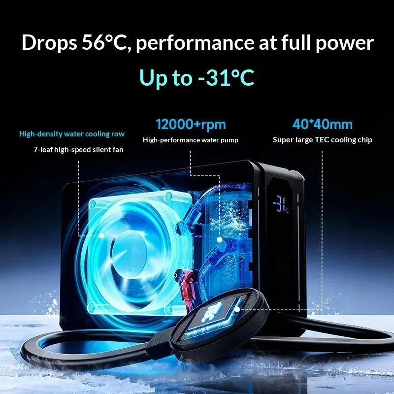 6Ultra Magnetic Liquid Cooler 69g 48W Fast Cooling AI Temp Control Back Clip Silent Cooler for Gaming Live Streaming