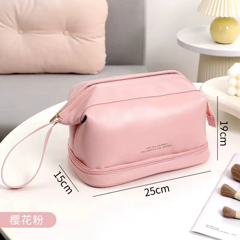 Doppels ch ichten schwarze Mesh Kosmetik tasche Reise tragbare große Kapazität Make-up Fall Organizer Aufbewahrung beutel Reiß verschluss Kultur beutel – Detail 25