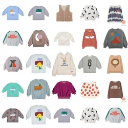 Kid Jumper OUYANG&IVAN Kids Cotton Sweatshirt AW New Children Magenta Velour Clothes Boy Girl Loose Warm Top Sweaters Outwear