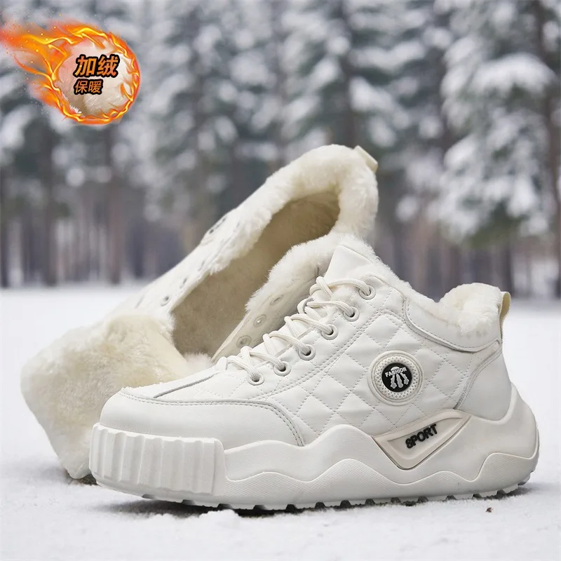 

Men's snow boots winter warm plush thick-sole casual boots fashion outdoor sports work boots Lightweight high-top cotton boots