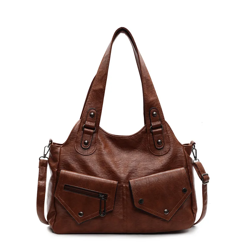 

Retro Large Capaci Single oulder Bag 2025 New Color Blo Faion Tote Bag High-End Feelings Women's Street Cool Sle