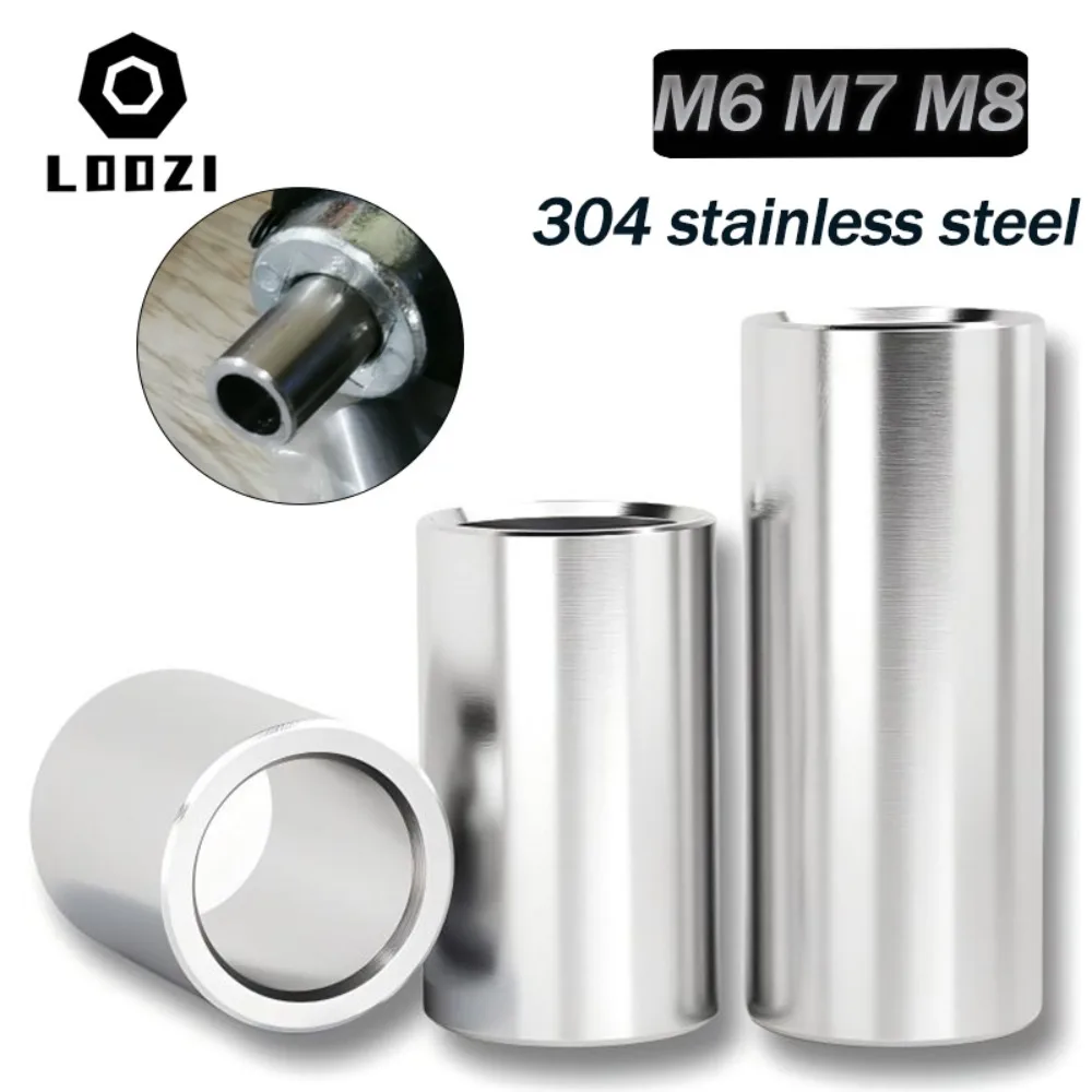 Espaciador de separación sin rosca de acero inoxidable 304, arandela de buje M6 M7 M8, junta hueca redonda, longitud de la manga 2 3 4 5 6 7 ~ 35 40mm