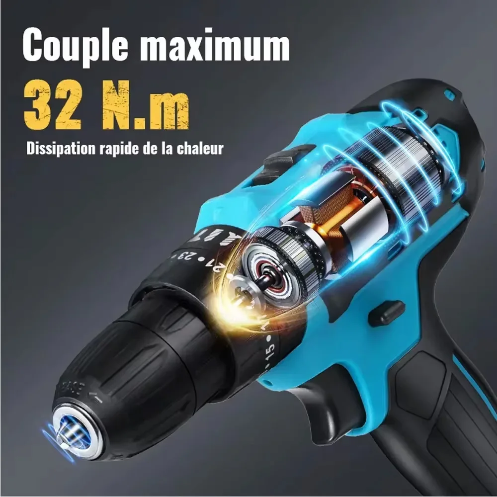 

Brushless Electric Impact Drill Power Tools Set Combo Tool Sets Electric Hand Tool Battery Cordless Electrical Drill