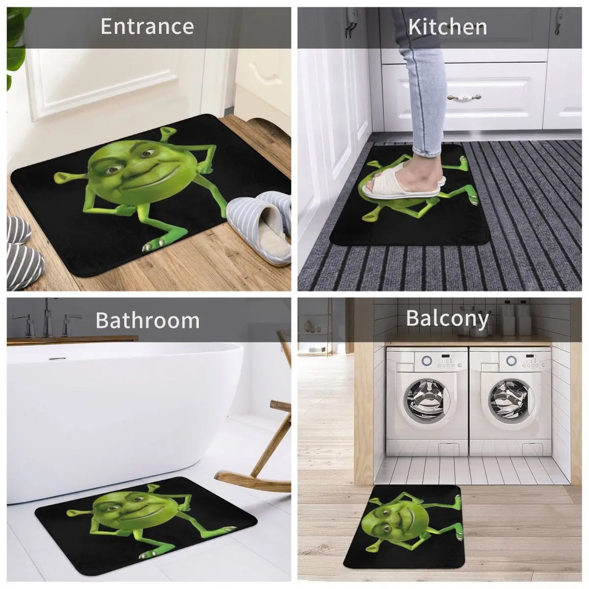 Shrek Meme Face - Shrek Wazowski Non-slip Doormat Floor Mat Carpet Rug for Kitchen Entrance Bathroom Living room Footpad Mats