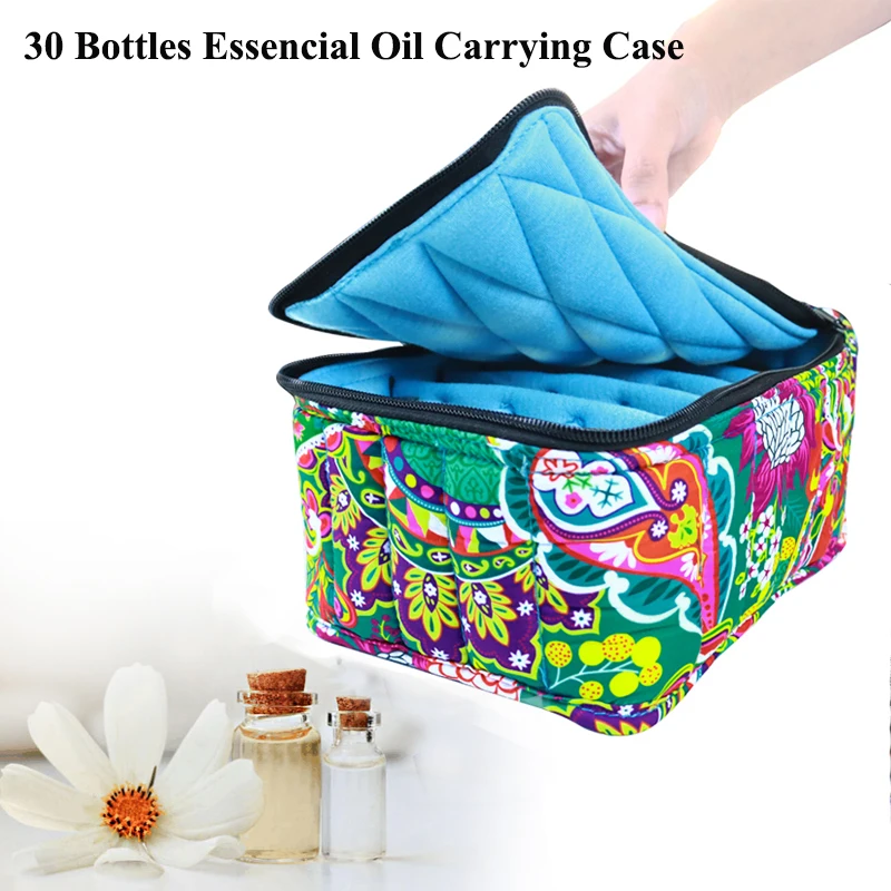 Portable Travel Essential Oil Storage Cases Zipper Carrying Bag Massage Oils Kit For 5ml 10ml 15ml 30-Bottles Organizer Holder