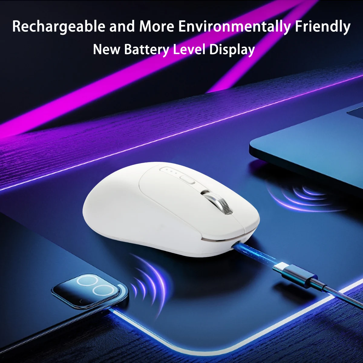 Wireless Mouse With USB 2.4Ghz Bluetooth Compatible Ergonomic Wireless Office Mice for iPad MacBook Tablet Laptop Computer PC