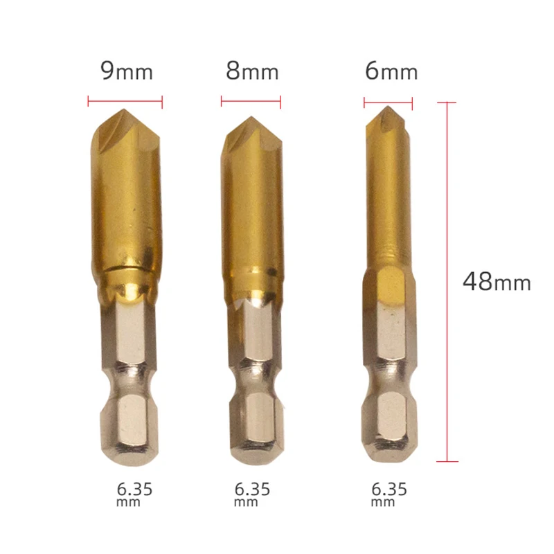 6 قطعة 6/8/9/12/16/19 مللي متر غاطسة مجموعة لقمة مثقاب مقبض سداسية عالية الكربون الصلب 5 الناي الشطب أداة أدوات النجارة