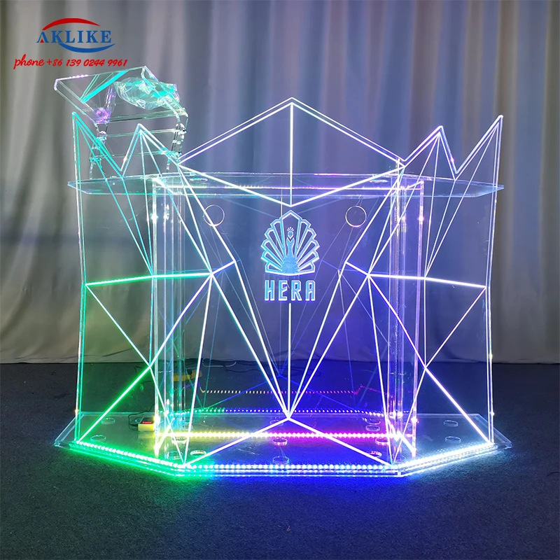 Bar Table Nightclub Disc Rack Custom Disc Acrylic Light Dj Table Led Home Bar Dj Booth Party Events Desk With Computer Stand