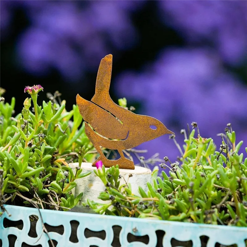 

Rusty Metal Bird Wrought Iron Bird Waterproof Metal Bird Statue Outdoor Park Art Gardening Decorations-BAAX