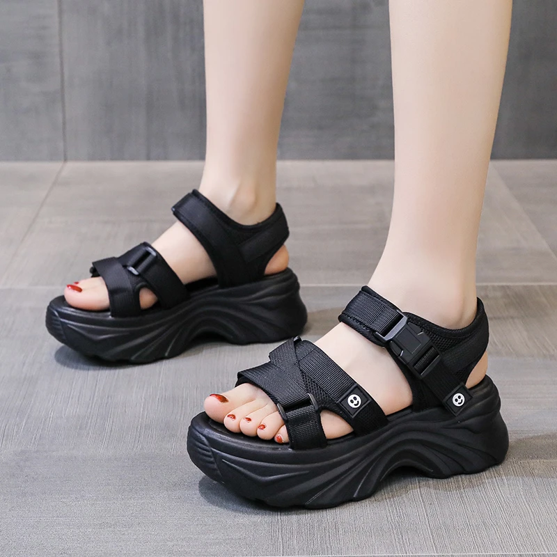 2023 Sexy Open-toed Women Sport Sandals Wedge Hollow Out Ladies Sandals Outdoor Cool Platform Shoes Student Beach Summer Shoes