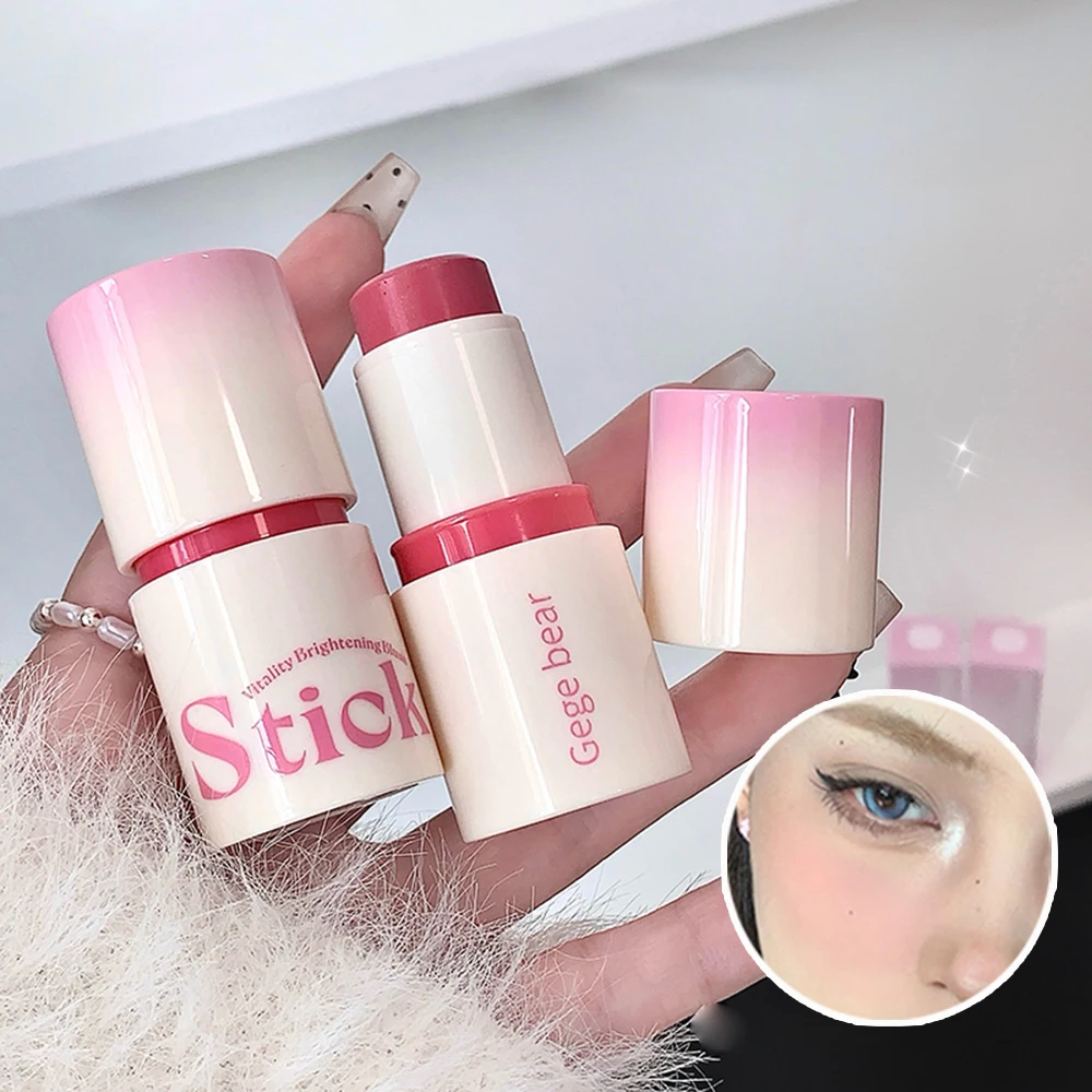 Gege Bear-rubor en barra, efecto de maquillaje Natural, agua, luz, hidratante, fácil de aplicar, barra colorete suave