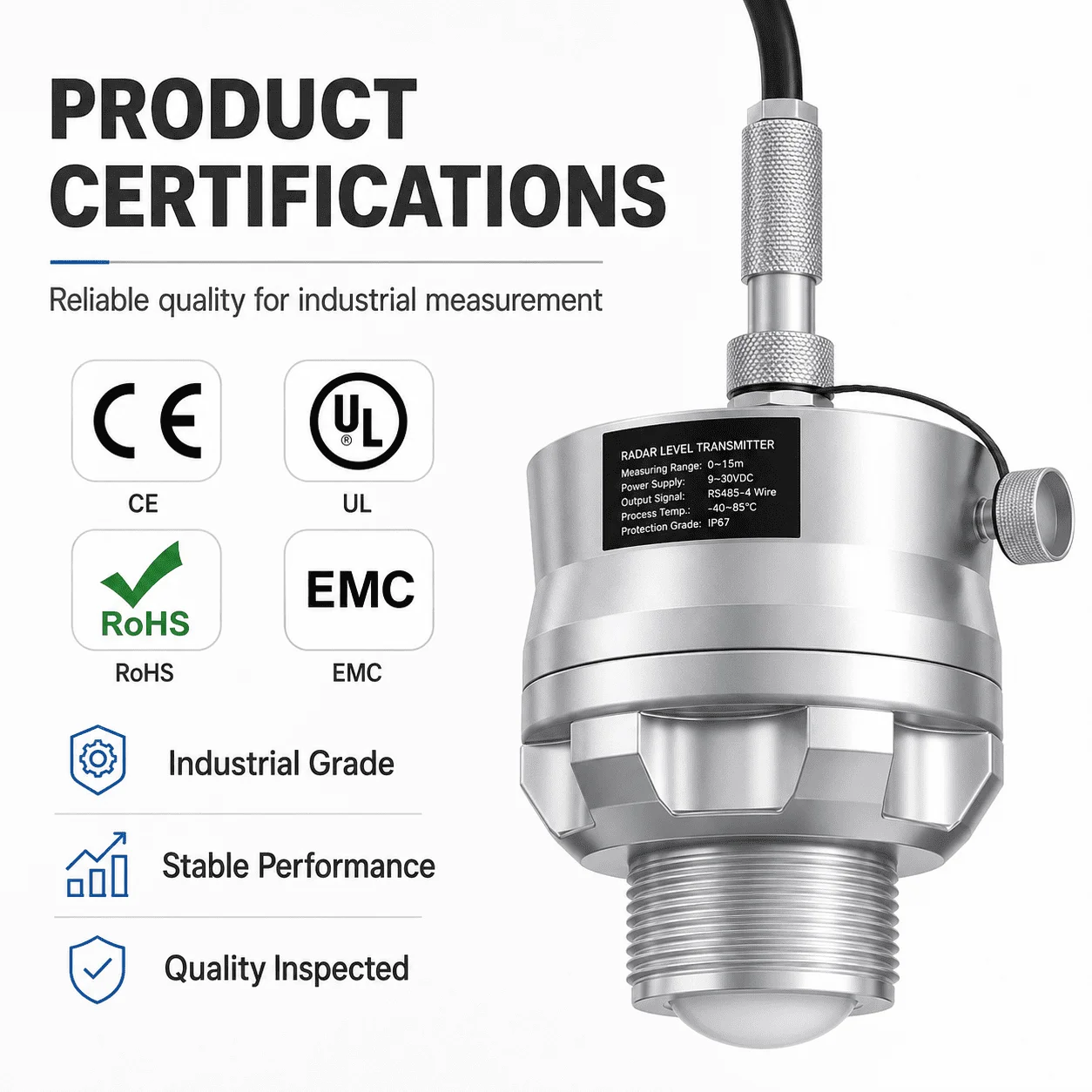High Precision Level Meter RS485 Modbus RTU Data Center Liquid Cooling CDU Loop Level Sensor Transmitter