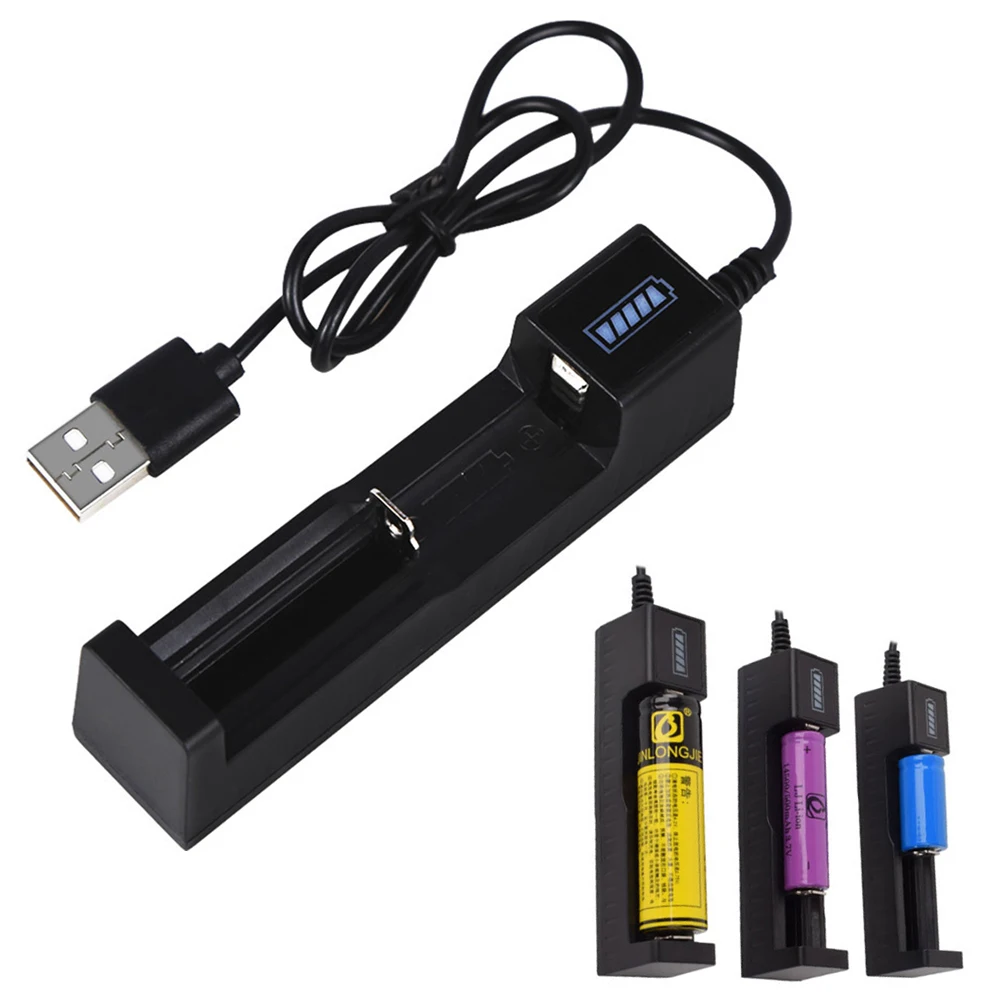 Universal USB Smart Single Slot Charger 18650 16650 21700 26650 Lithium Charger Flashlight Toy 3.7V-4.2V Lighting Power Bank