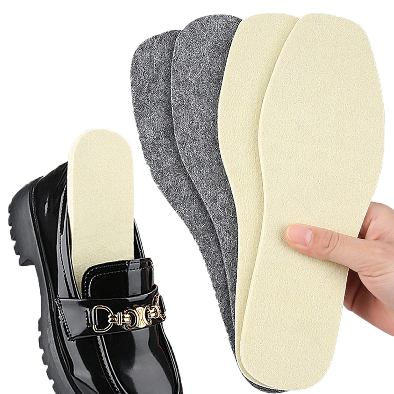 

1 Pair Thicken Warm Insoles Breathable Soft Skin-friendly Men Women Thermal Wool Felt Shoes Boots Pad Sole