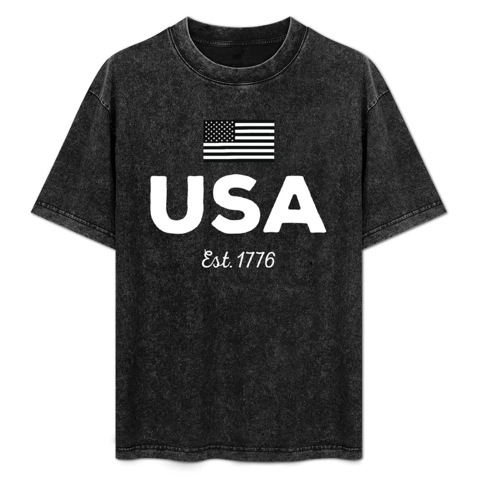 USA Est. 1776 Classic Design T-Shirt Athletic Fit Sports Short Sleeve Top