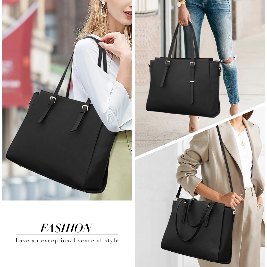 

NEWHEY Fashion Laptop Tote Bag for Women 15.6 Inch Large Capacity Handbag Adjustable Crossbody Bag for Business and Daily Use