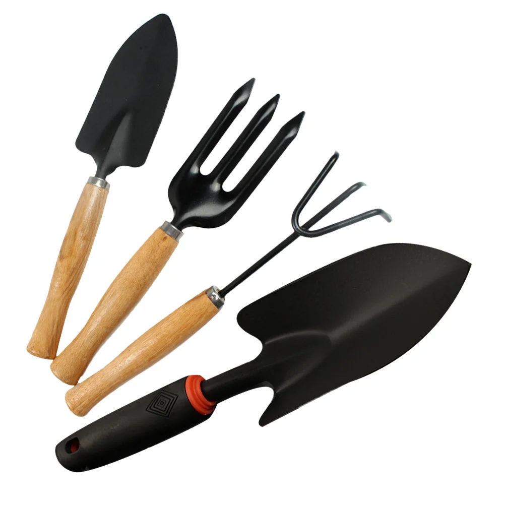 

4pcs Garden Tool Set Stainless Steel Rake Shovel Kit For Digging Transplanting Weeding Aerating Outdoor Balcony Hand Tools