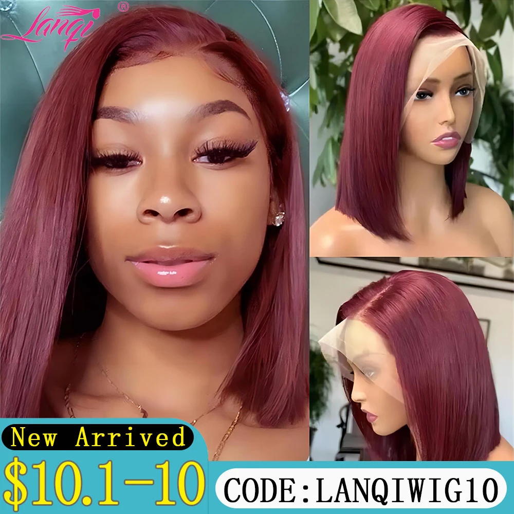 Red Short Straight Bob Wig 99j Lace Front Cabelo Humano Perucas Para Mulheres Remy Borgonha Cabelo Humano Brasileiro Lace Frontal Bob Perucas