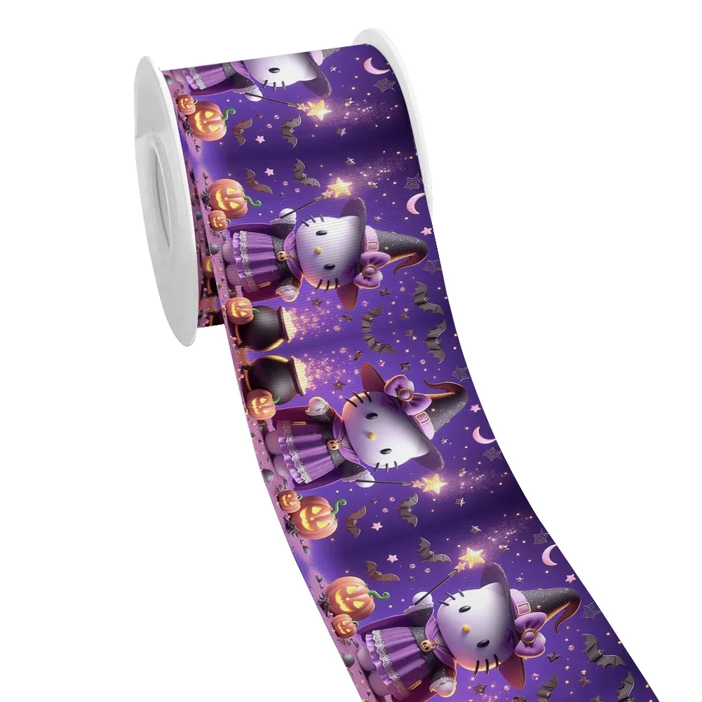 

Hello Kitty Cartoon 10yards Halloween Pattern Grosgrain Ribbons Satin Ribbon for Cheer Bows DIY Girl Hair Bows