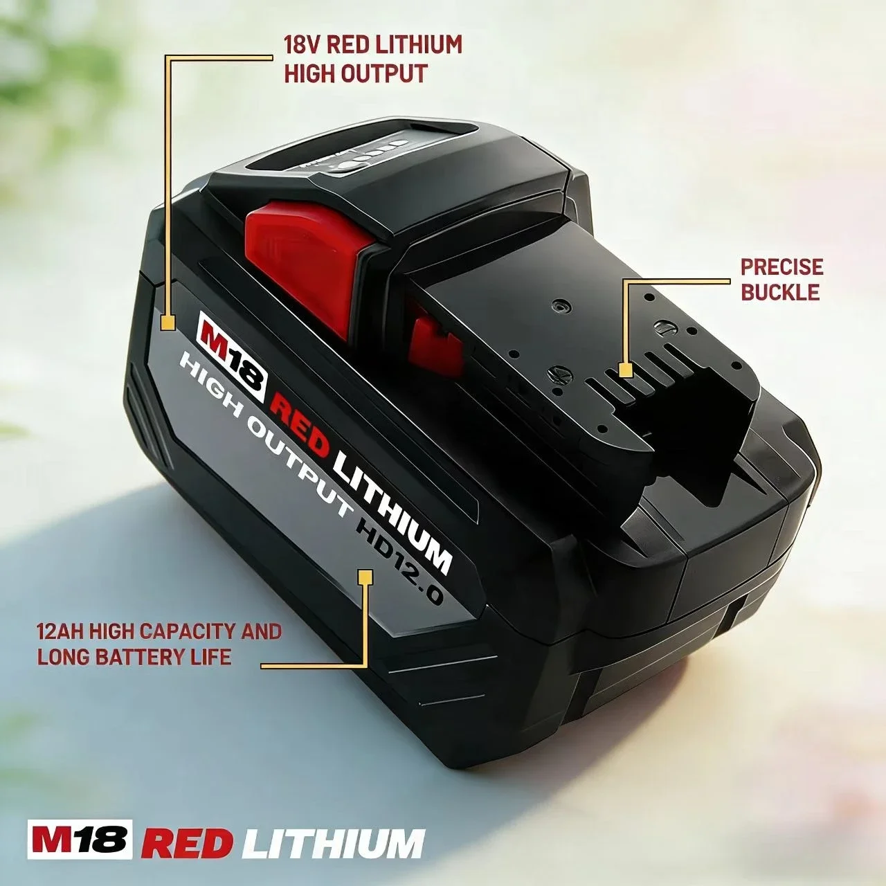 

Milwaukee 12.0Ah 18V Rechargeable Battery, M18B6 48-11-1880 Replacement 48-11-1860 48-11-1850 for M18 All Tools Battery+Charger