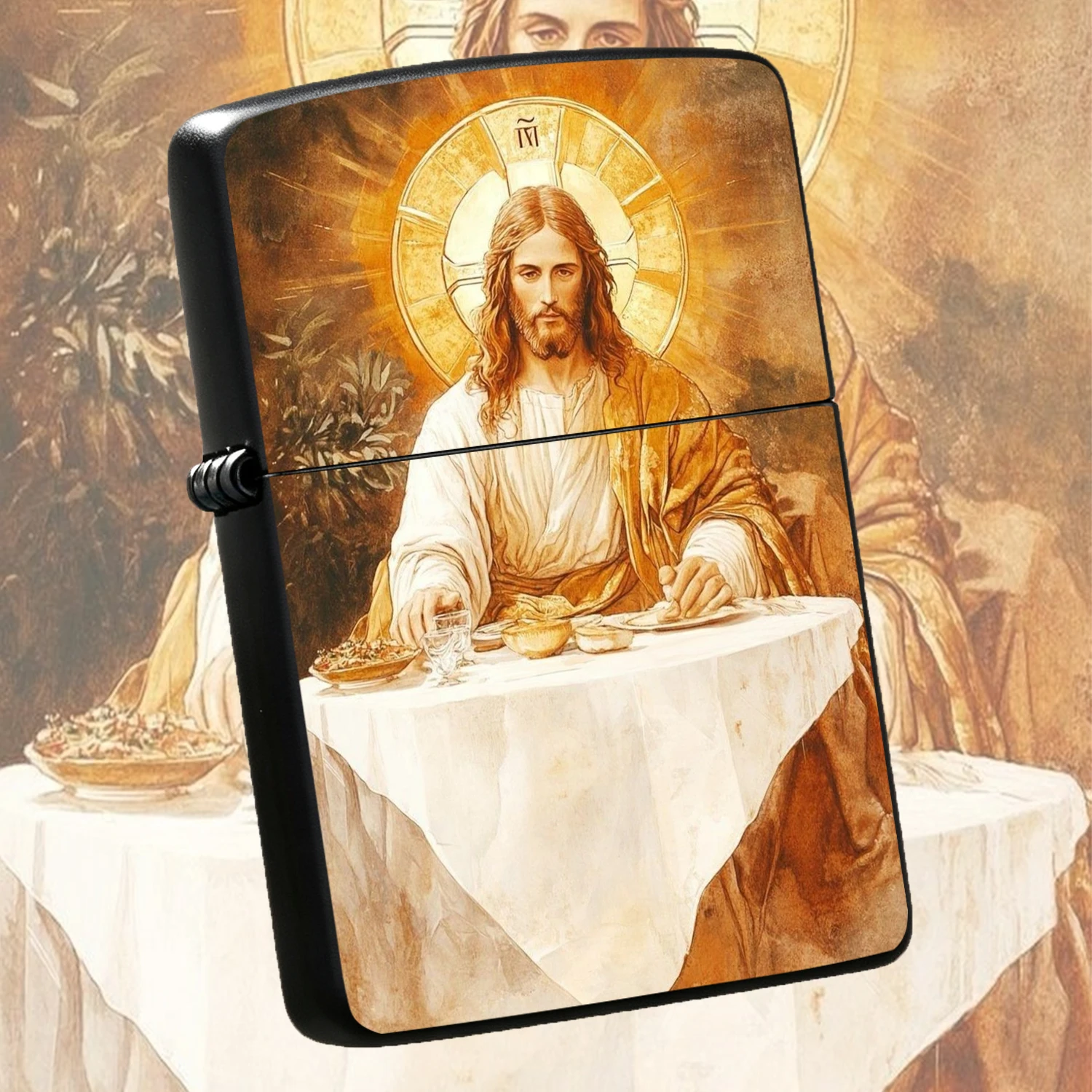 Retro Watercolor Jesus Last Supper Themed Exquisite Color Printed Clear Portrait Holy Communion Scene Decor Believer Daily Use Religious Faith Decor Thoughtful Gift Present A Fun And Humorous Lighter