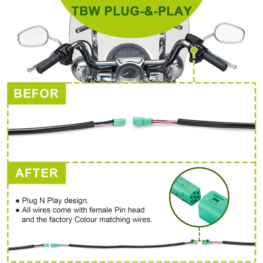 كابل القابض وخط الفرامل الأمامية ABS العلوي والسفلي والخانق بواسطة سلك تمديد لـ Harley Touring Street Electra Road Gli #6