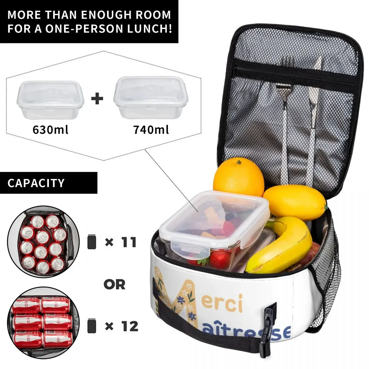 Mistress Lunch Bag For Women Floral Letter Graphic Lunch Box Casual Office Cooler Bag Insulated Waterproof Tote Food Bags