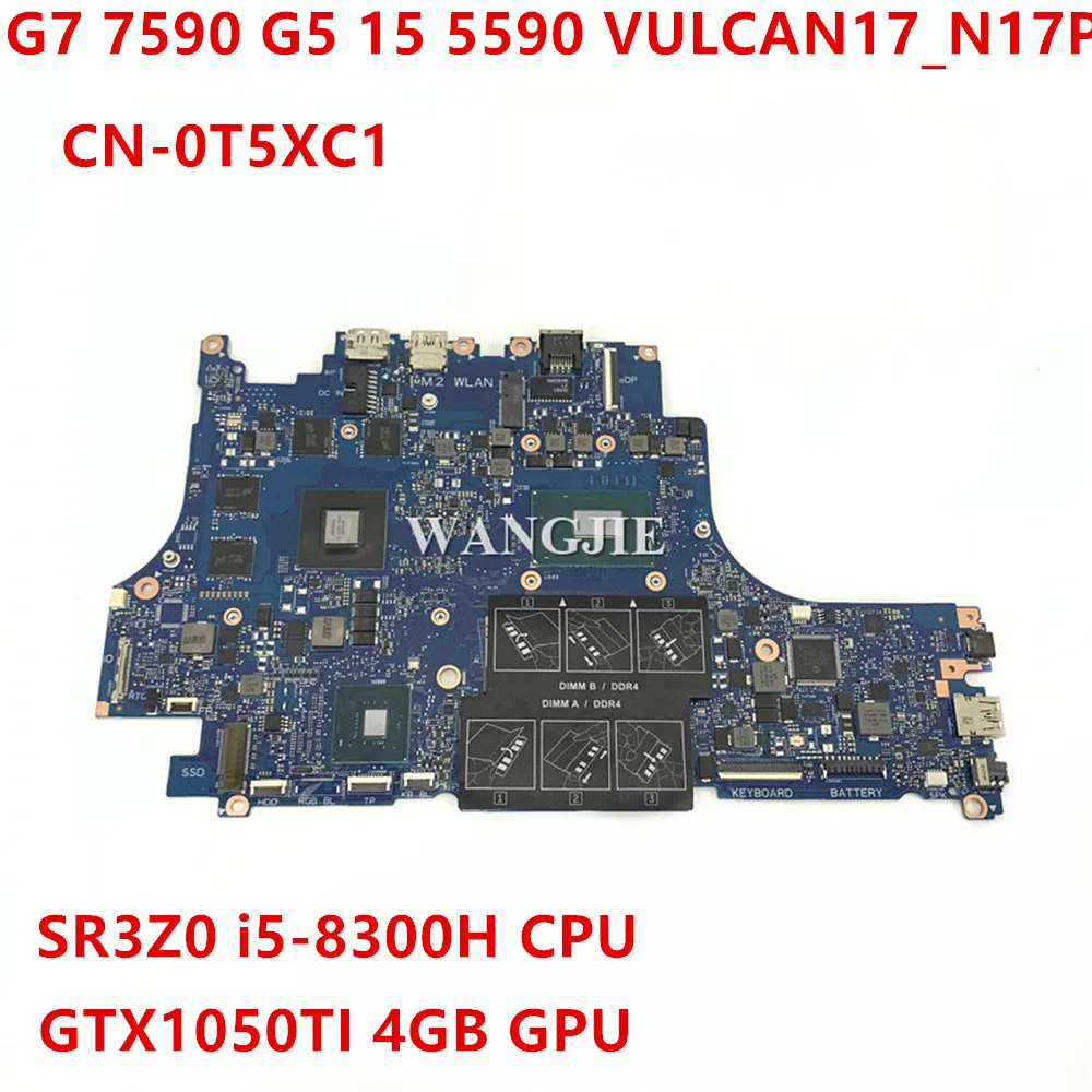 

CN-0T5XC1 для ноутбука Dell Inspiron G5 5590 G7 7590, материнская плата CN-05P9XV CN-05P9XV VULCAN17-N17P, 100% полностью протестирована