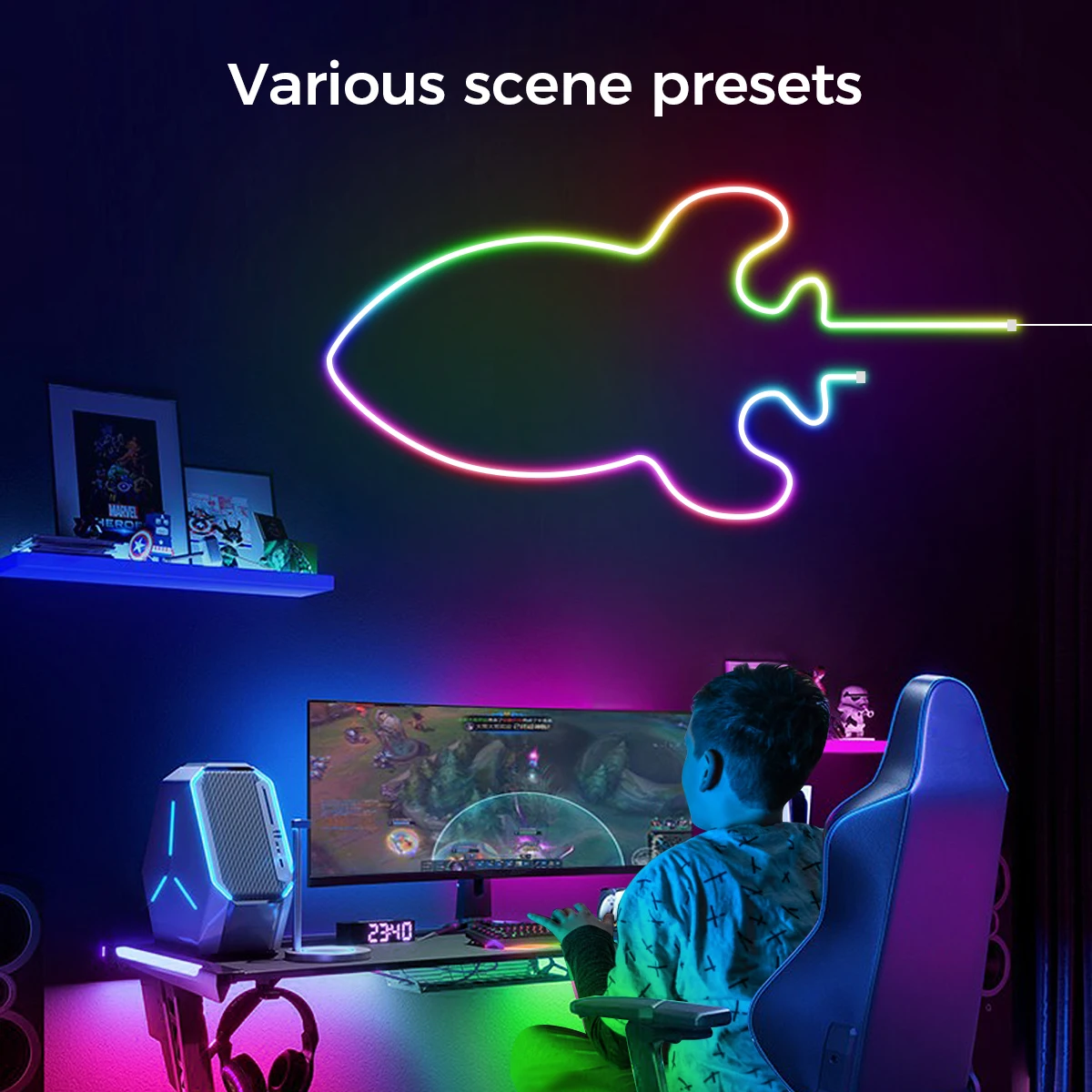 Tuya Smart WiFi LED Strip Lights 2811 RGBIC SMart Life Control Flash Color Changing Neon Light Atmosfera Decoração Tiras Lâmpada