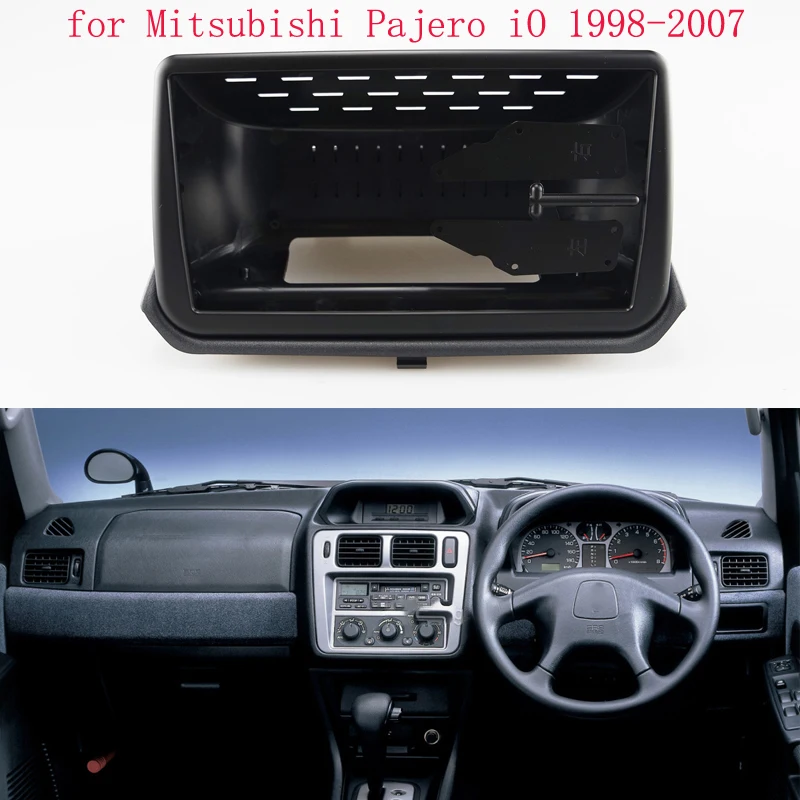 WQLSK 2DIN Panel de Radio Fascia de coche de 9 pulgadas para Mitsubishi Pajero iO 1998 - 2007 Kit de tablero instalar placa de bisel Facia embellecedor de consola