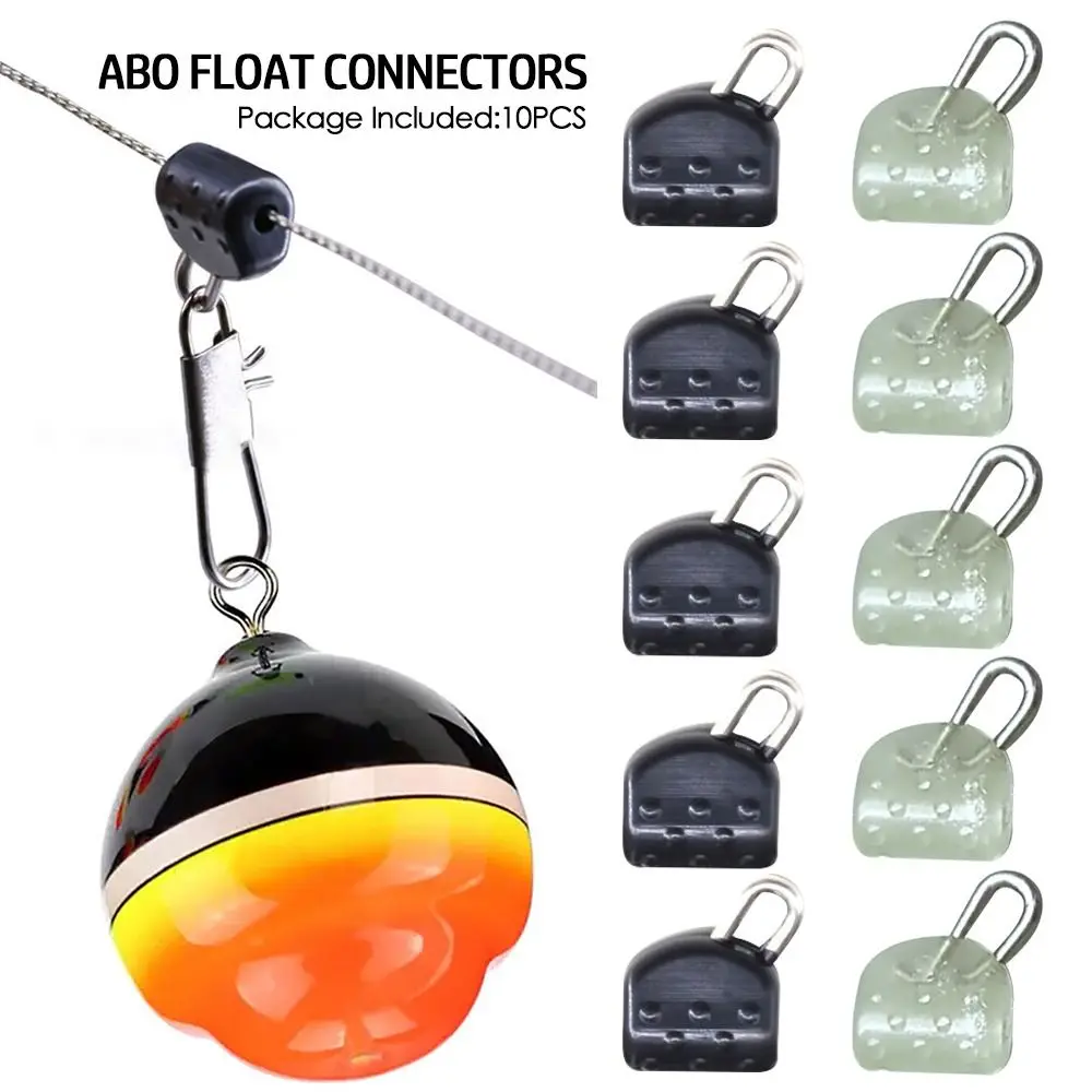 20pcs New Plastic Abo Float Connectors Balance Black/luminous Clear Snap Barb Stable Fishing Sinker Slip Clip Hook Sea Fishing