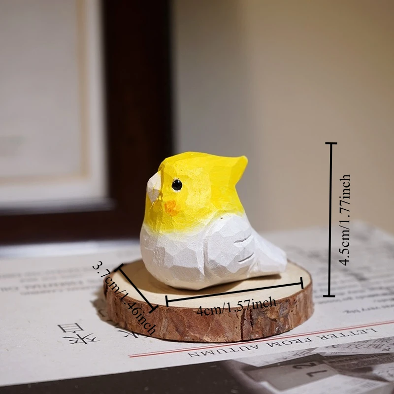 Cockatiel Parrot Handmade Wood Statue Delicate Avian Figurine Office Bookshelf Desk Lovely Bird Decor Cute Parrot Room Miniature