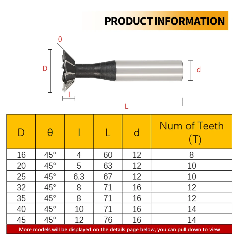 RIGTIP High Speed Steel Groove Milling Cutter 16-60mm 45/50/55/60 Degree CNC Straight Shank Dovetail Groove End Mill