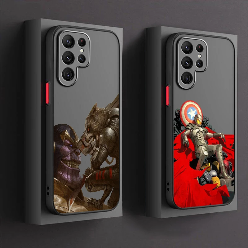 

Spider Man Iron Man Thanos Frosted Translucent For Samsung Galaxy S24 S23 S22 S21 S20 FE S10 S9 S8 Plus Ultra Pro 5G Soft