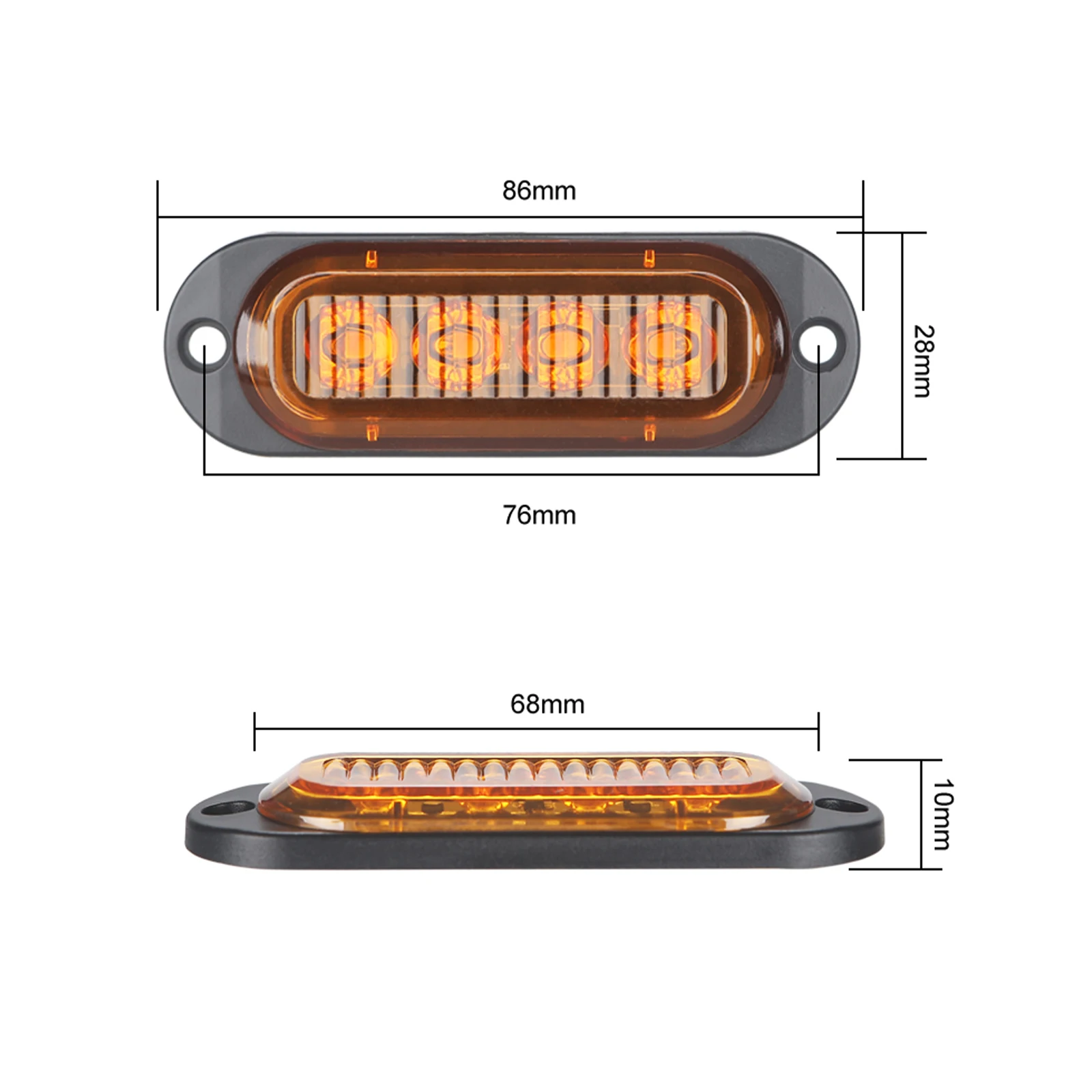 10X 4 LED  Warning Light for Truck Car Motorcycle Yellow White 18 strobe modes lamp Emergency 12-24V Side High Bright Lights