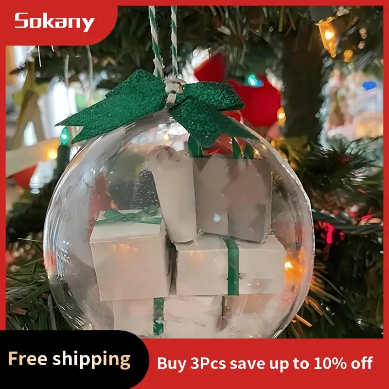 A59E-Christmas Ornament Ball Xmas Tree Decorations Clear Bauble Ornament House Hanging Ball Exquisite Gift